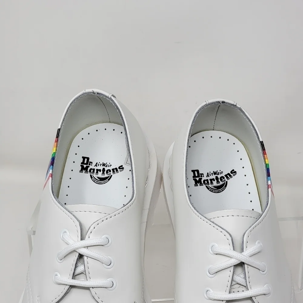 Dr Martens 27522 White Smooth Leather Pride Oxford Shoes Men Sz 6/Wnms Sz 7 New